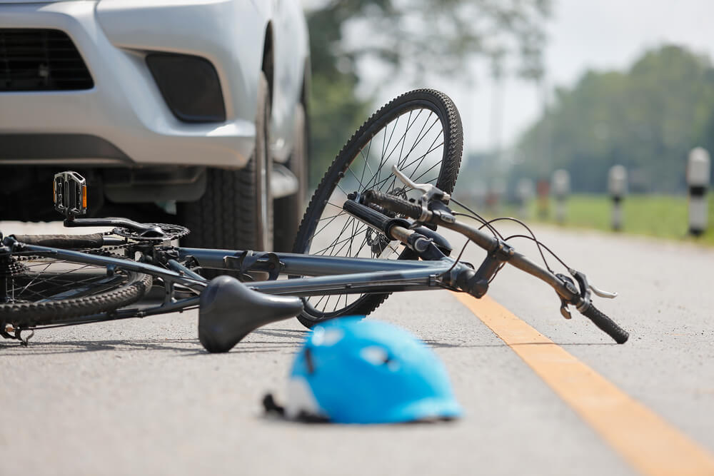 bicycle on road after accident with a vehicle